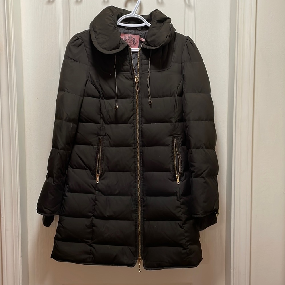 Juicy Couture Size S long puffy coat Brown